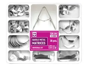 Saddle Contoured Metal Matrices. Universal Kit for Premolars № 1.330 36 pcs (0.050mm) -TOR V M -Russia 